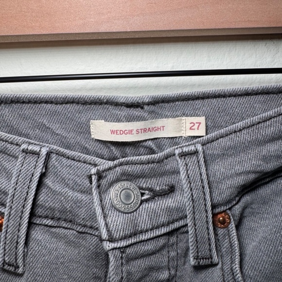 Levi's Wedgie Straight Jeans Women's 27 Light Grey Wash Y2K Denim Western - Picture 3 of 5